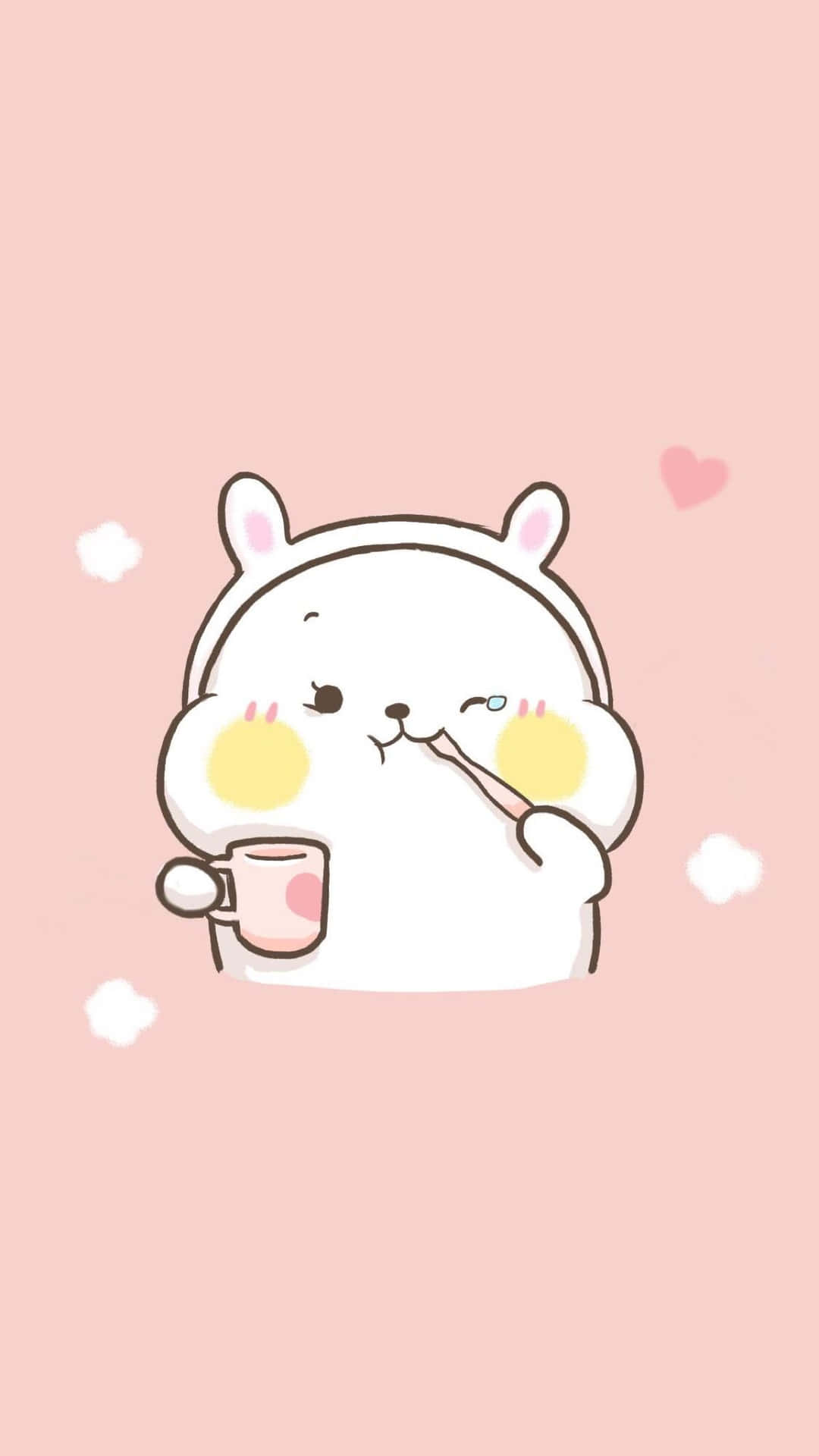 a cute bunny with a cup of coffee