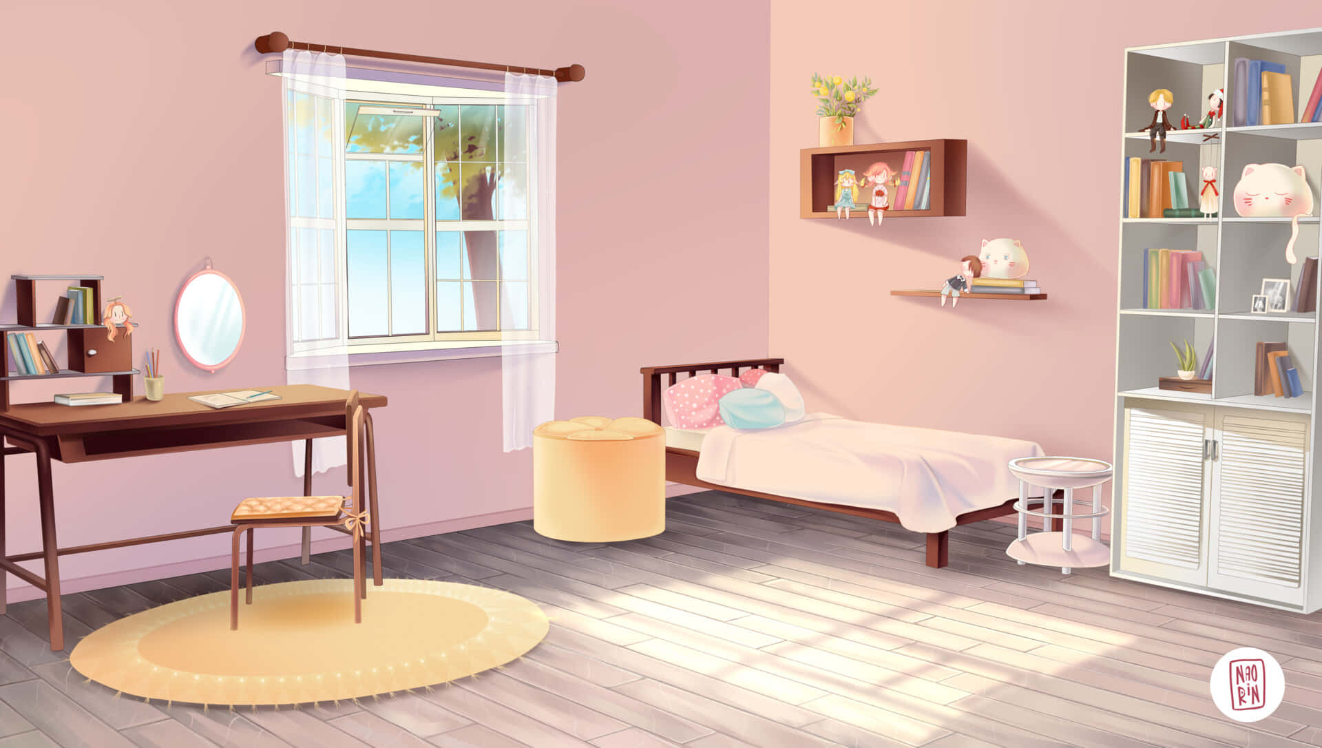 Lexica - A gamergirl bedroom, colorful anime movie background, key visual,  bamboo, a fantasy digital painting by makoto shinkai and james gurney,  tre...