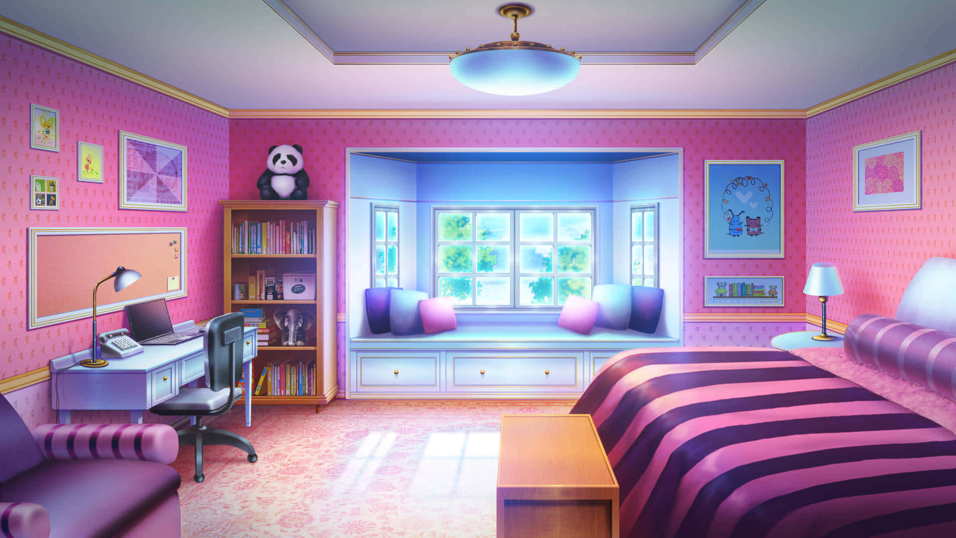 Ensöt Anime-sovrum, Fullt Av Färgstark Personlighet.