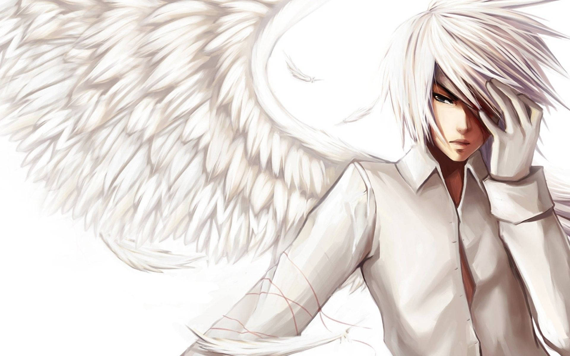 Cute Anime Boy Angel With Wings Wallpaper