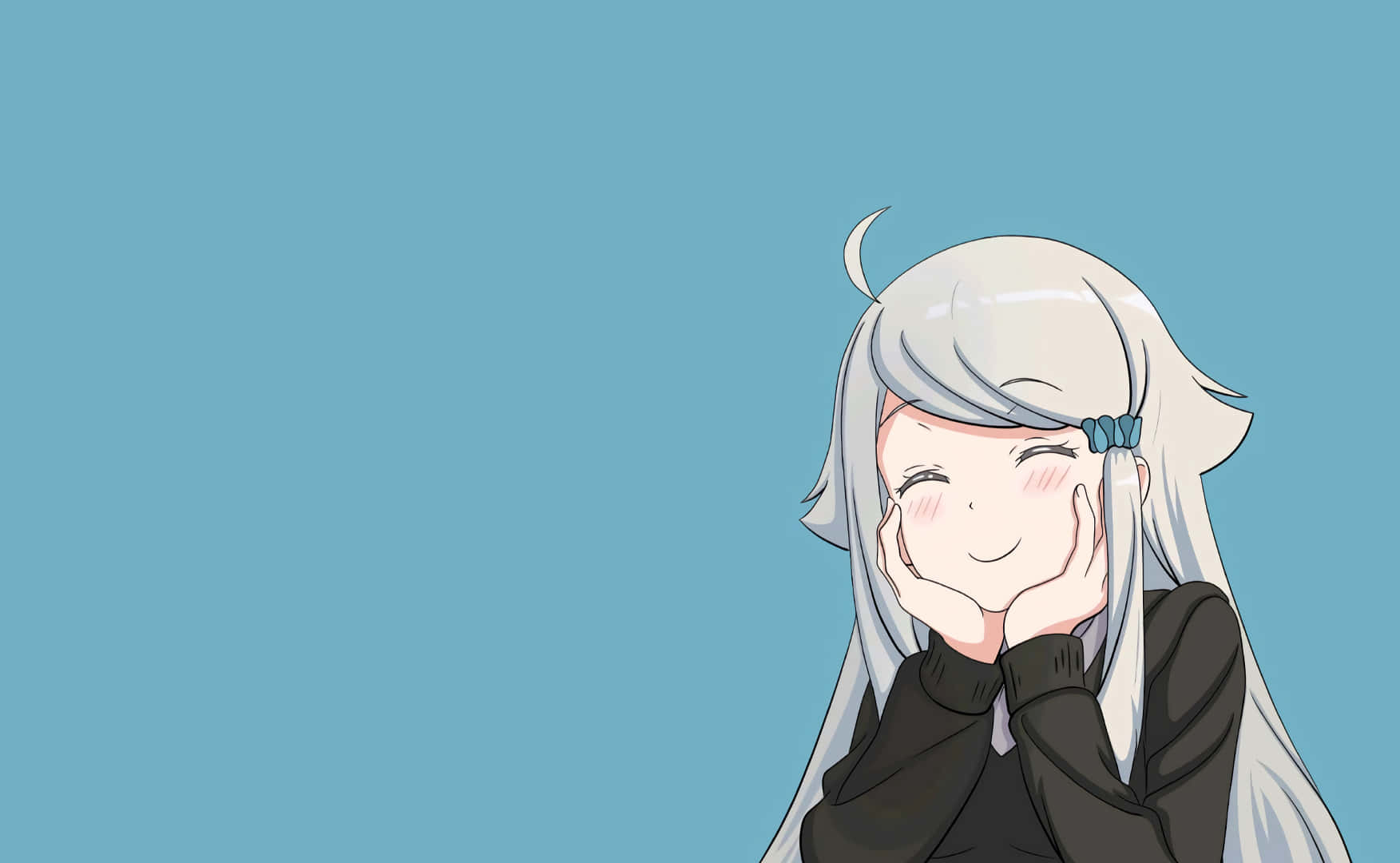 Cute Anime Character With A Smug Face And White Hair Wallpaper