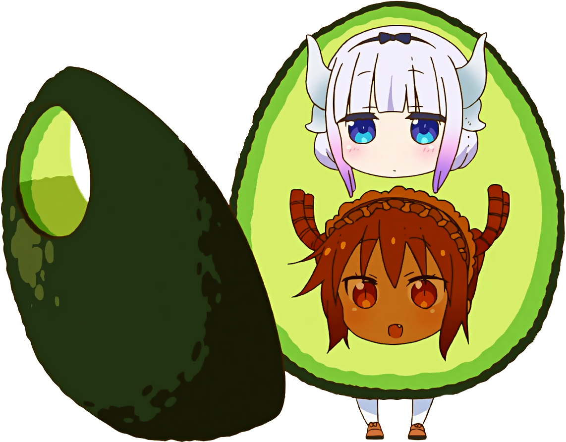 Cute_ Anime_ Characters_in_ Avocado PNG