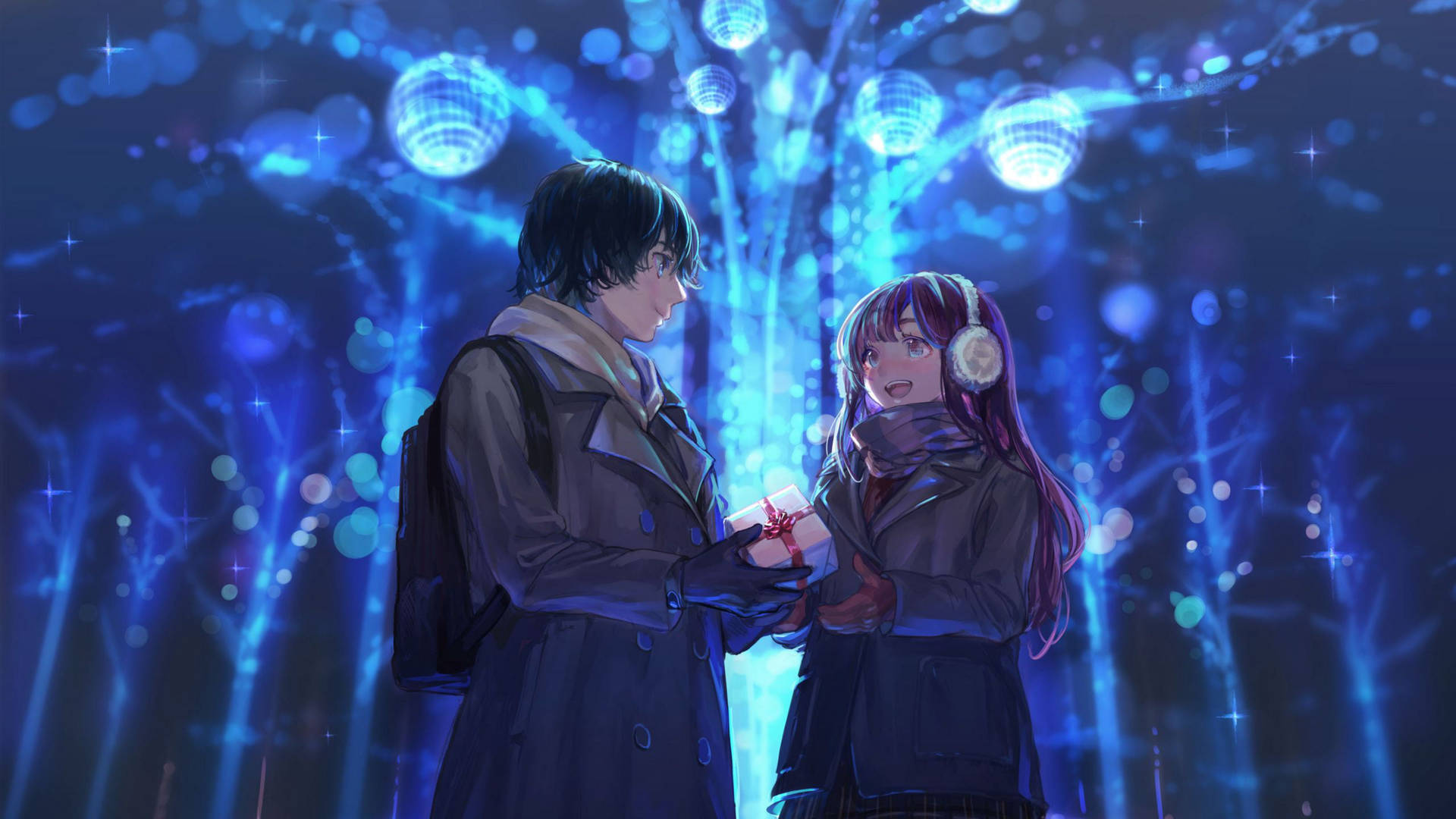 Cute Anime Couple Gift Wallpaper