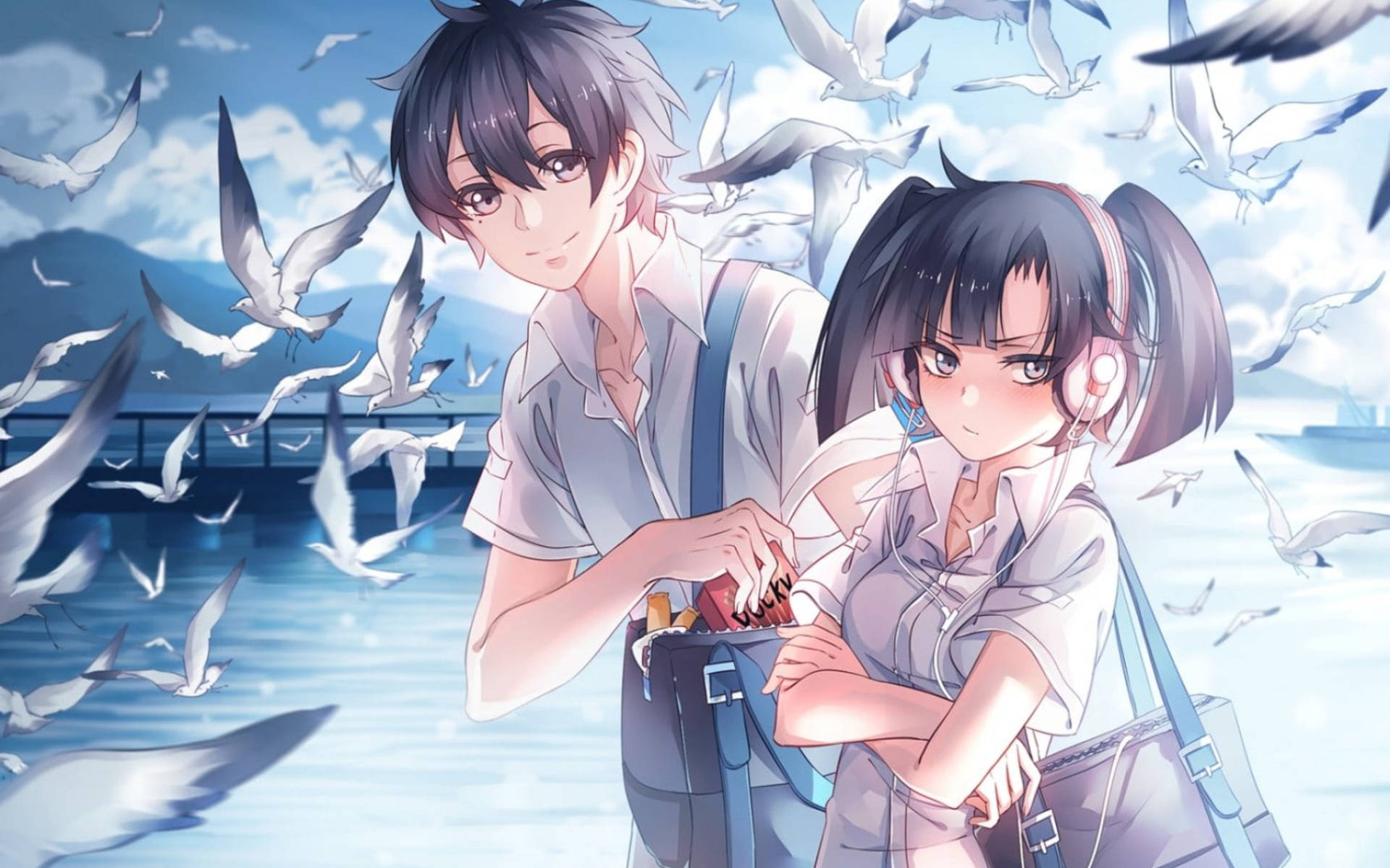 Anime Couple Girl and Boy Japanese Fantasy Illustration Spring Sakura  Flowers Background Stock Illustration - Illustration of flowers, couple:  272814243
