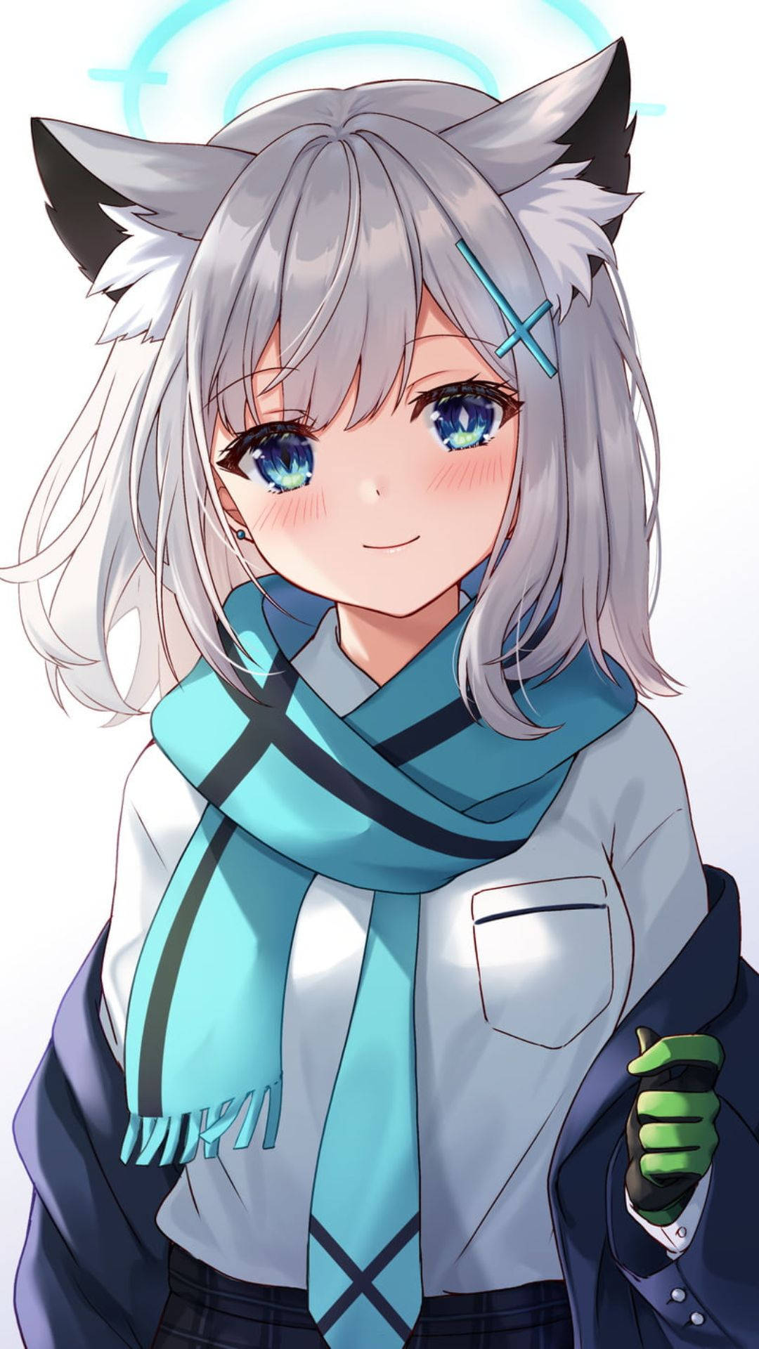 Cute Anime Girl Blue Scarf