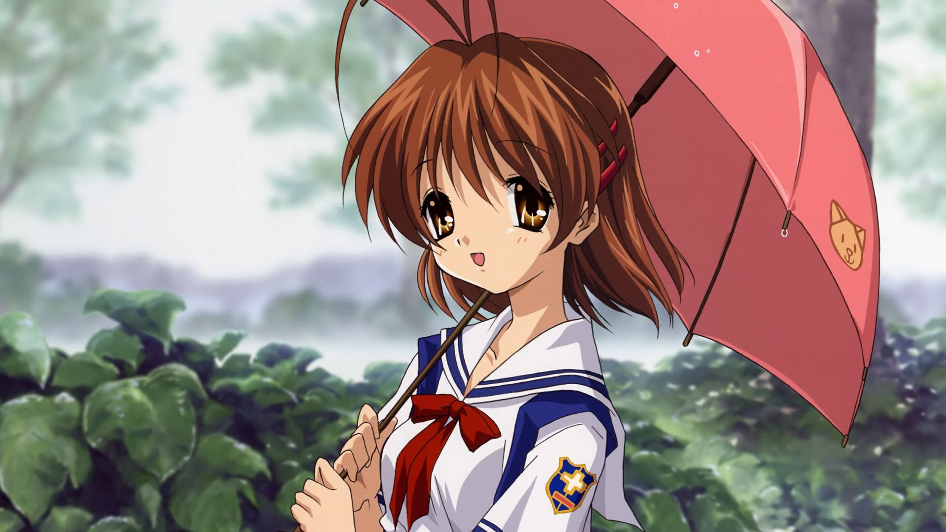 Cute Anime Girl Holding Umbrella Wallpaper