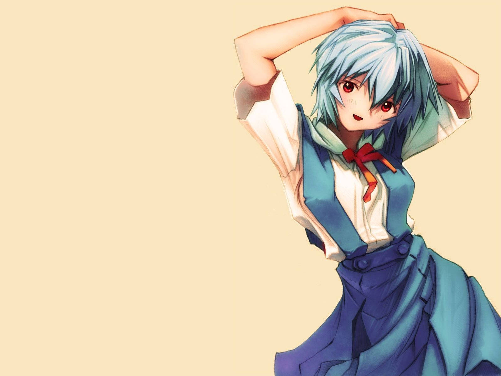 Cute Anime Girl In Blue Uniform Wallpaper