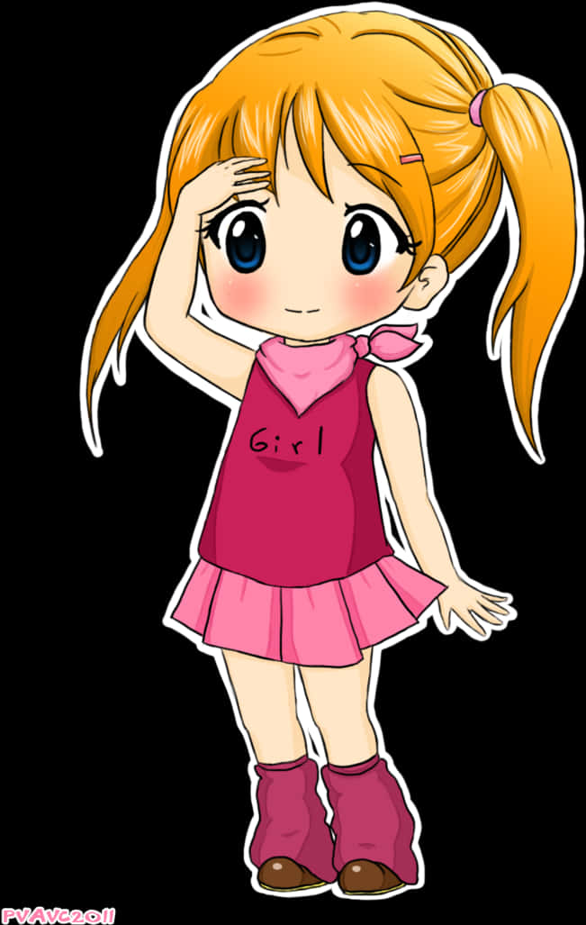 Cute Anime Girl Pink Outfit PNG