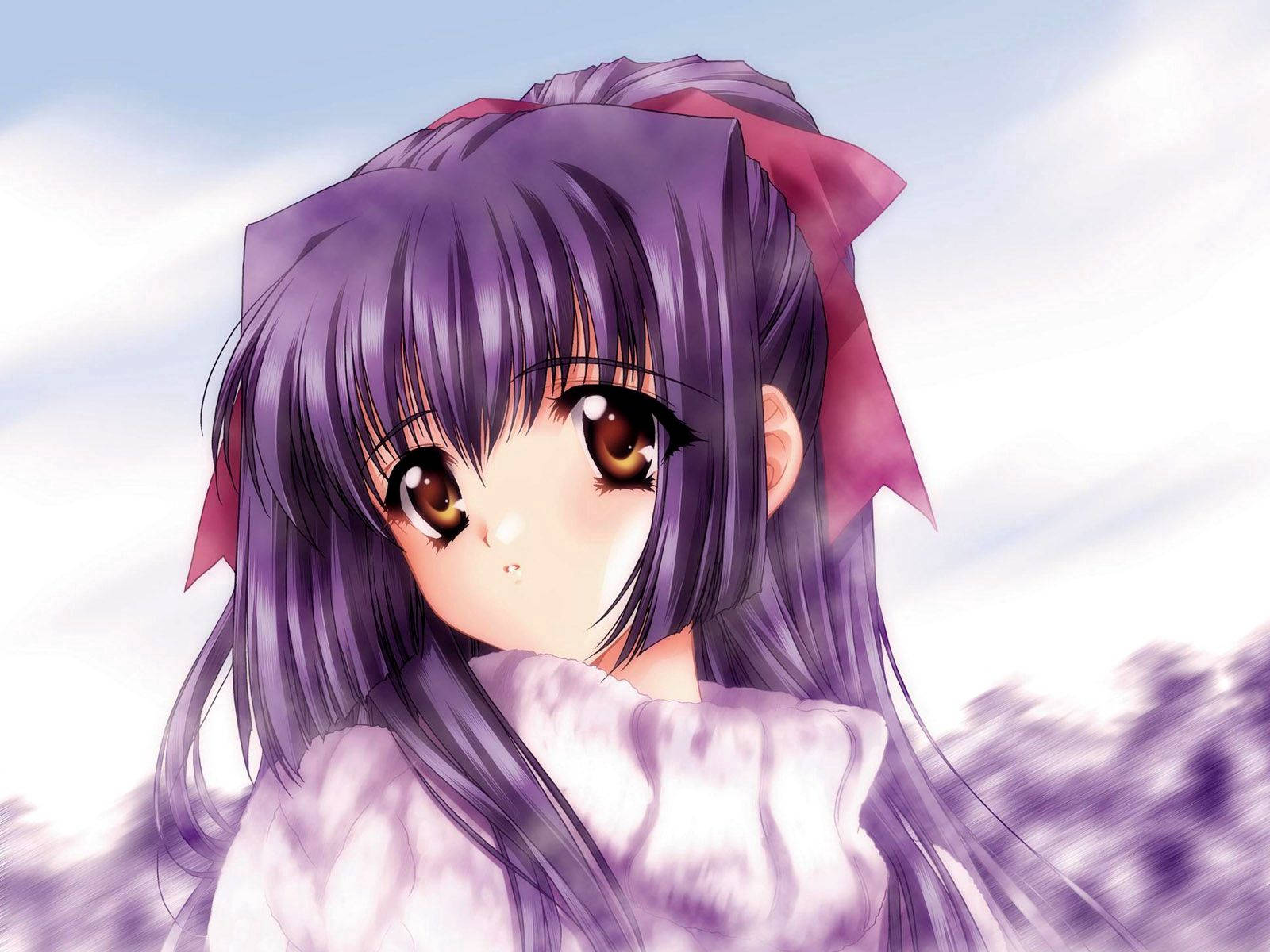 Cute Anime Girl Violet Hair Wallpaper