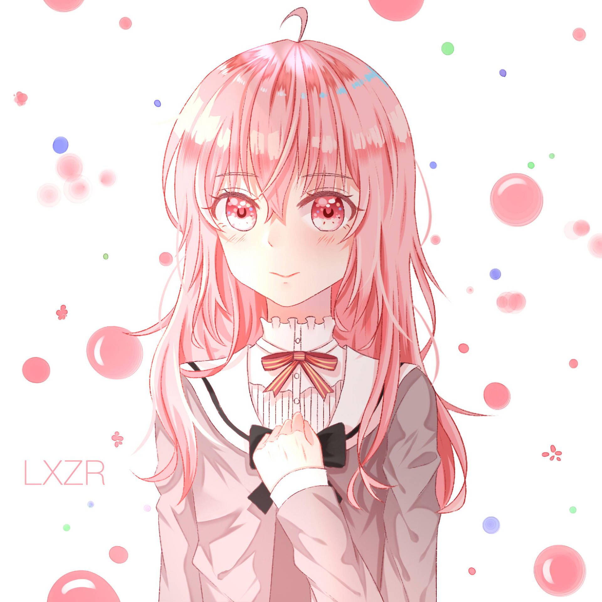Cute Anime Girl With Pink Hair Background
