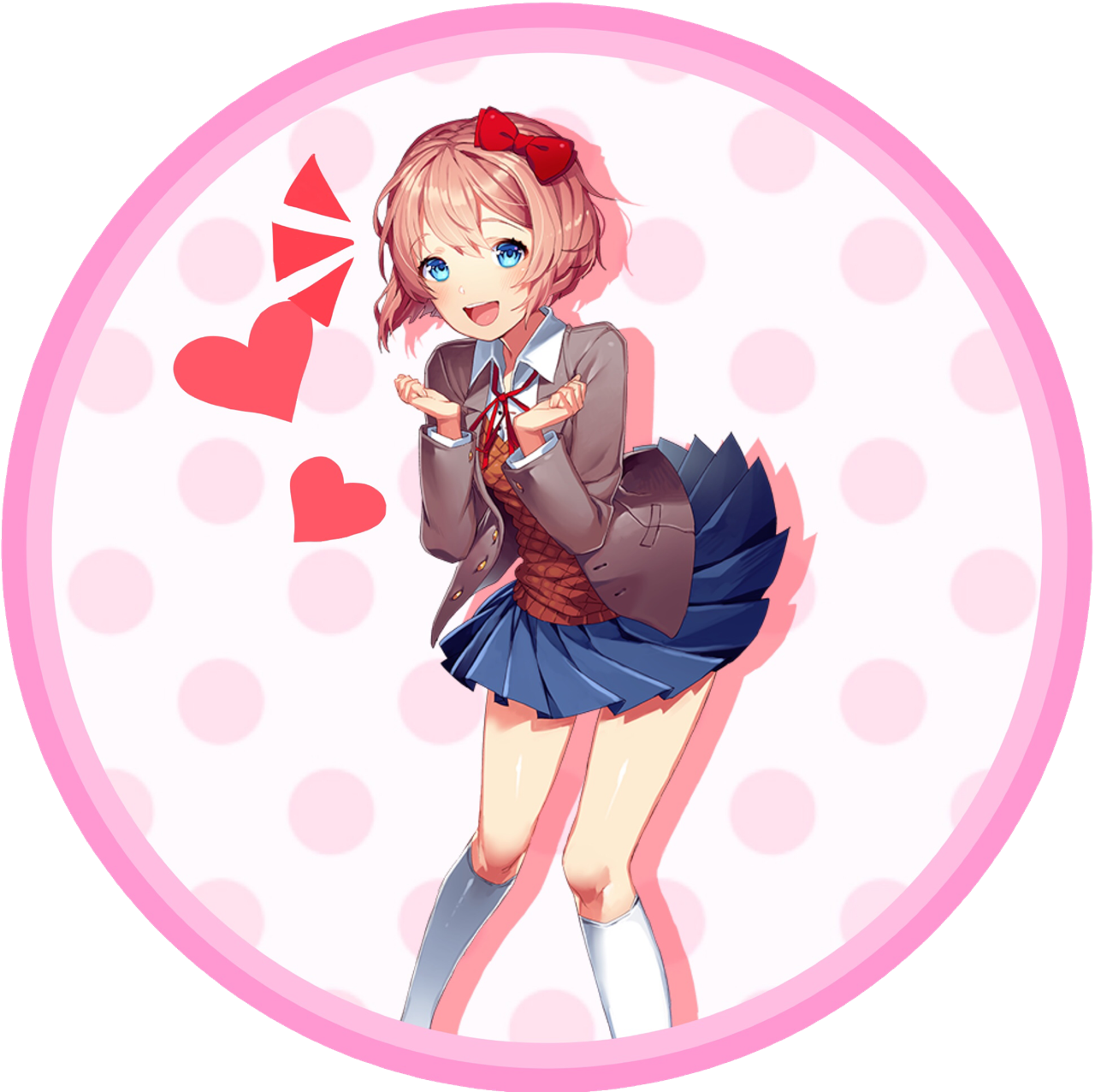 Cute Anime Girlwith Hearts PNG