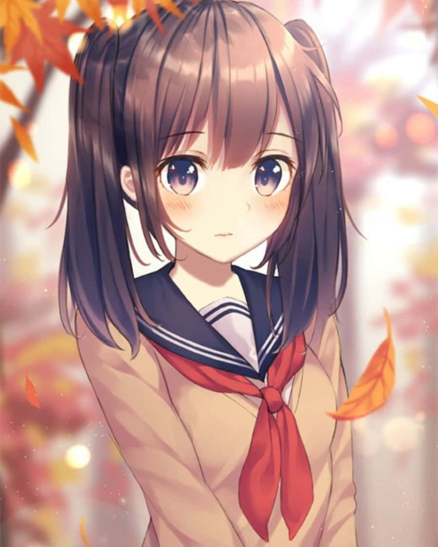 A charming anime girl with a curious expression