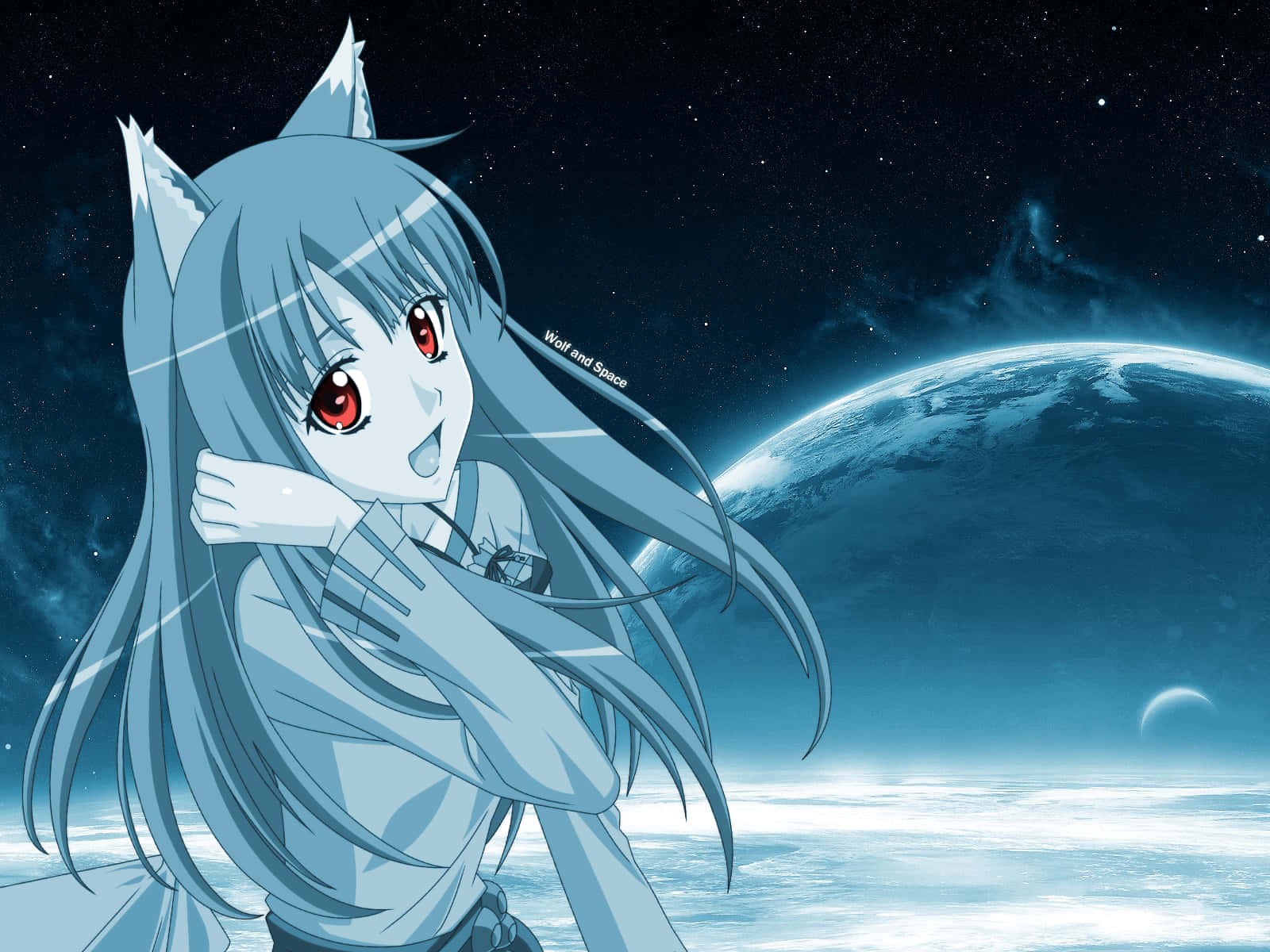 A Cute Anime Wolf Girl Gazing Out Into The World Wallpaper