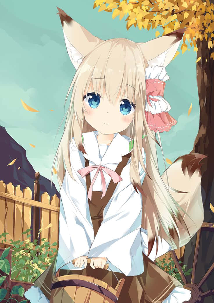 "A Cute Anime Wolf Girl" Wallpaper