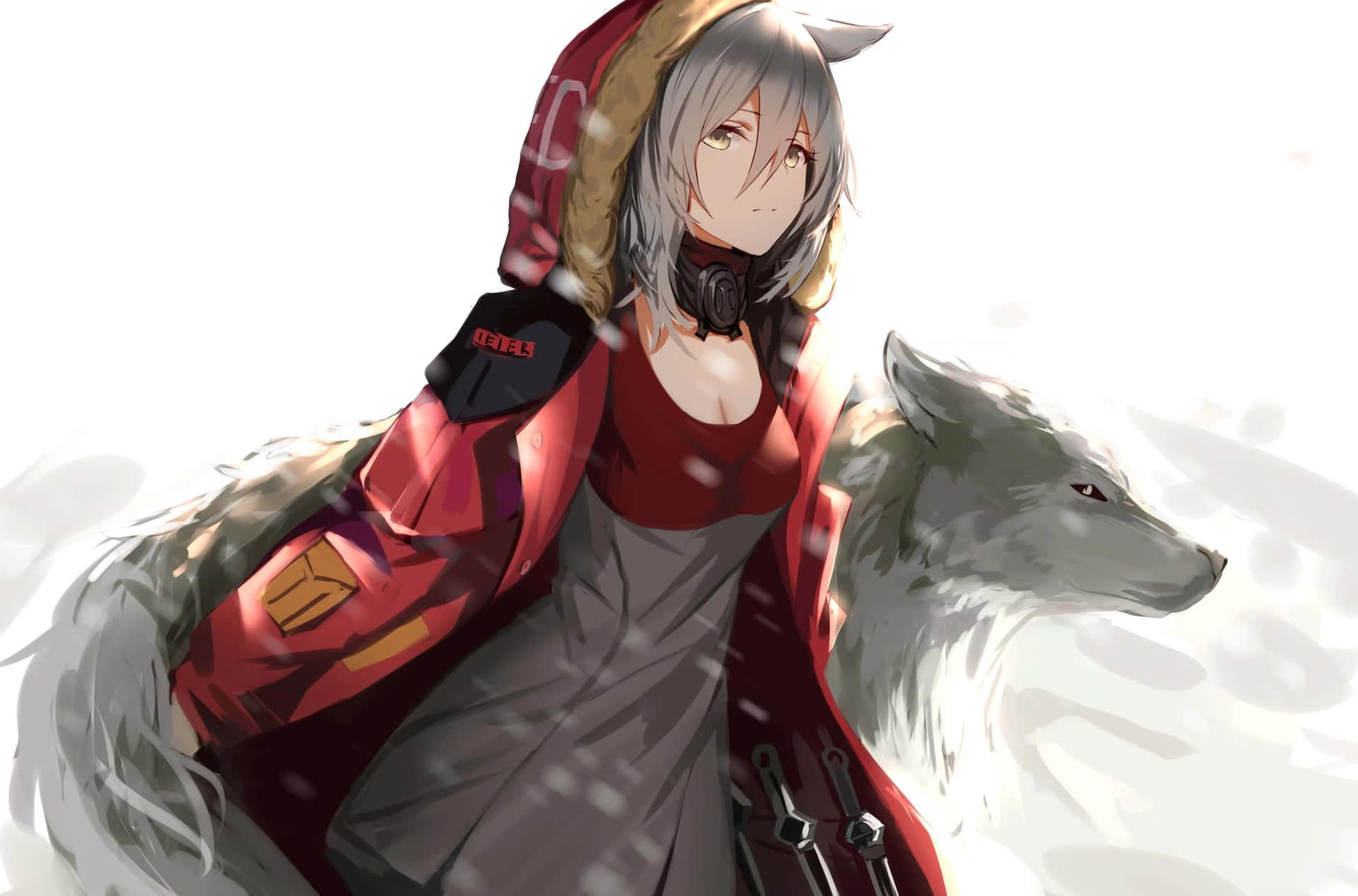 An Adorable Wolf Girl Filled with Fluff and Cuteness Wallpaper