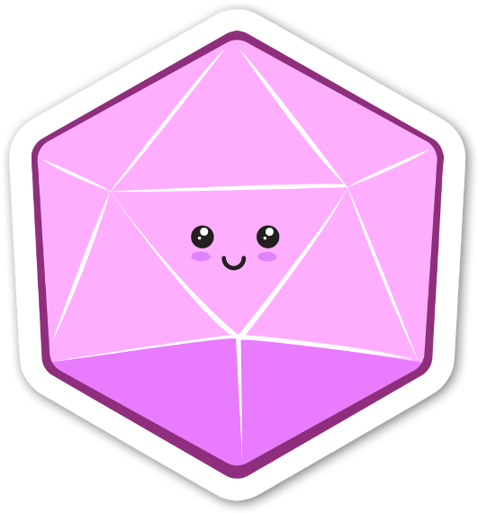 Cute Anthropomorphic D20 Dice Sticker PNG