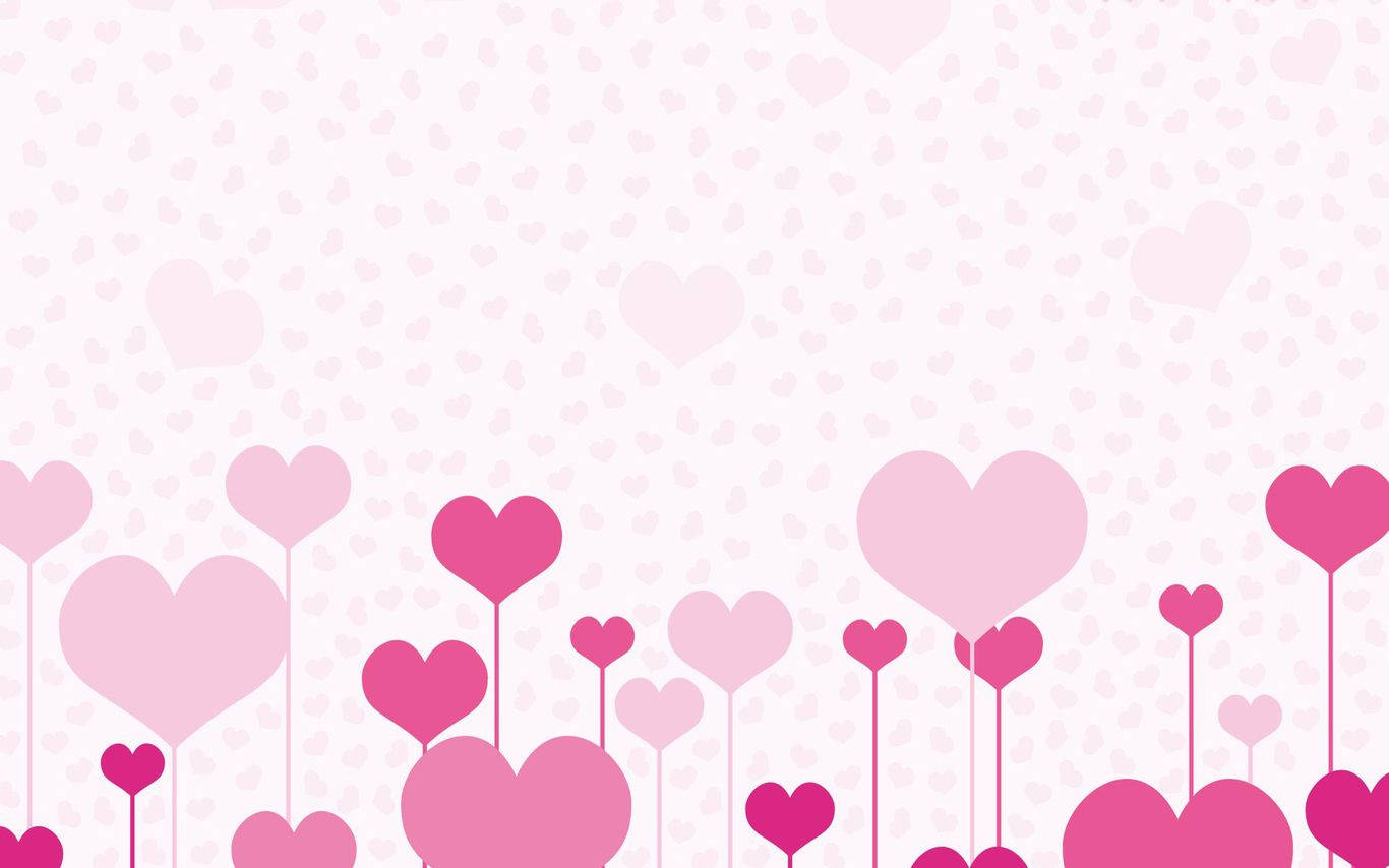 Cute Art About Love With Pink Heart Wallpaper