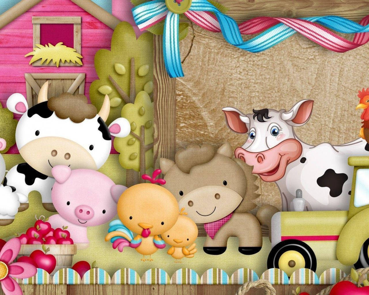 Cute Art Of A Farm Animal Geared For Children Wallpaper