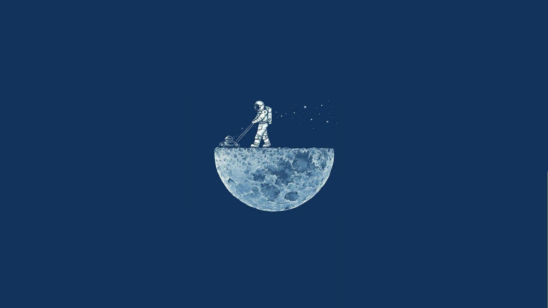 Cute Astronaut Moon Desktop Wallpaper