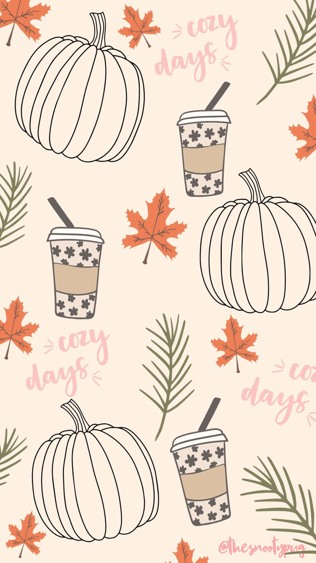 Doodle Pattern Cute Autumn iPhone Wallpaper