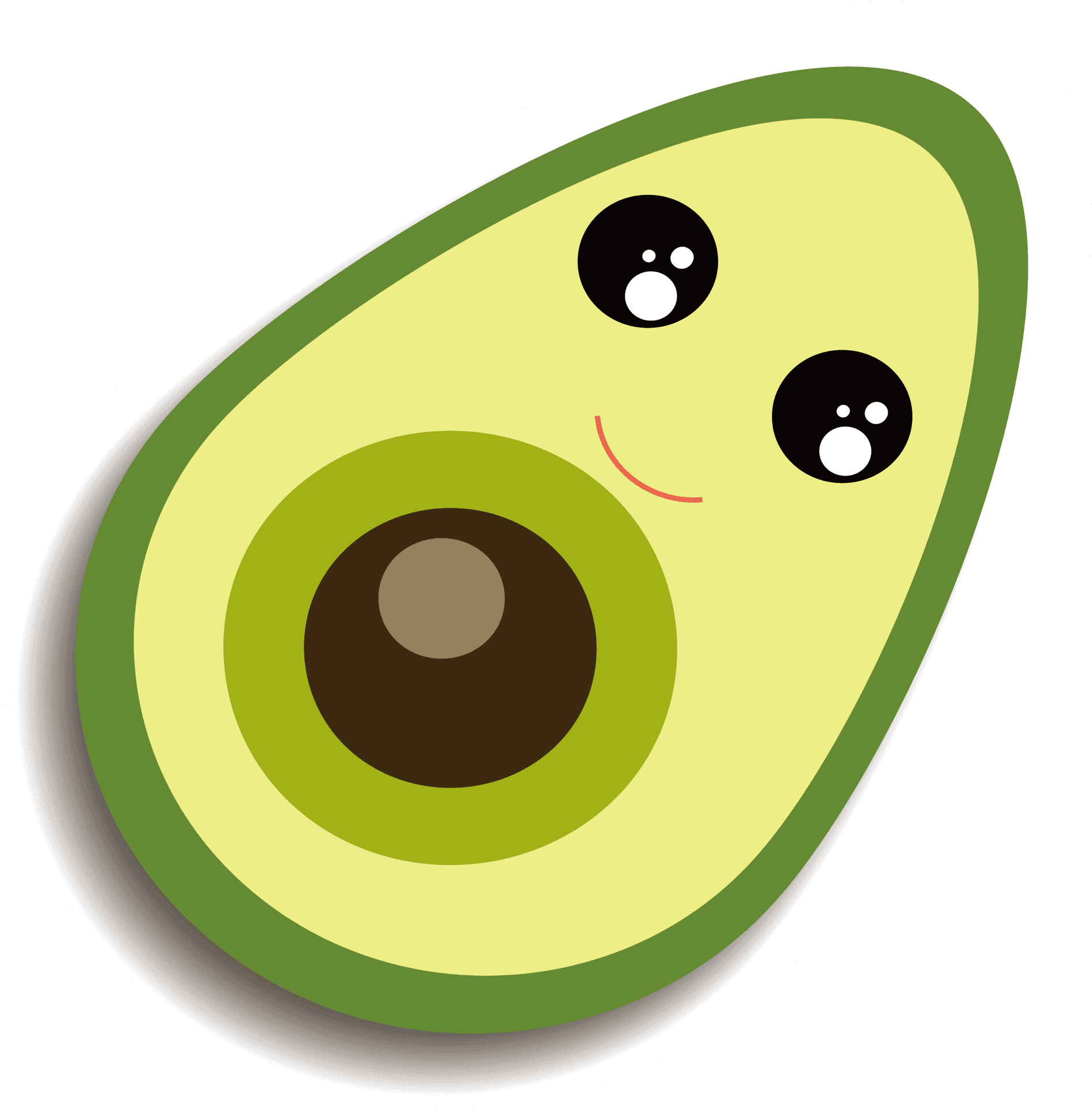 Cute Avocado Cartoon Character PNG