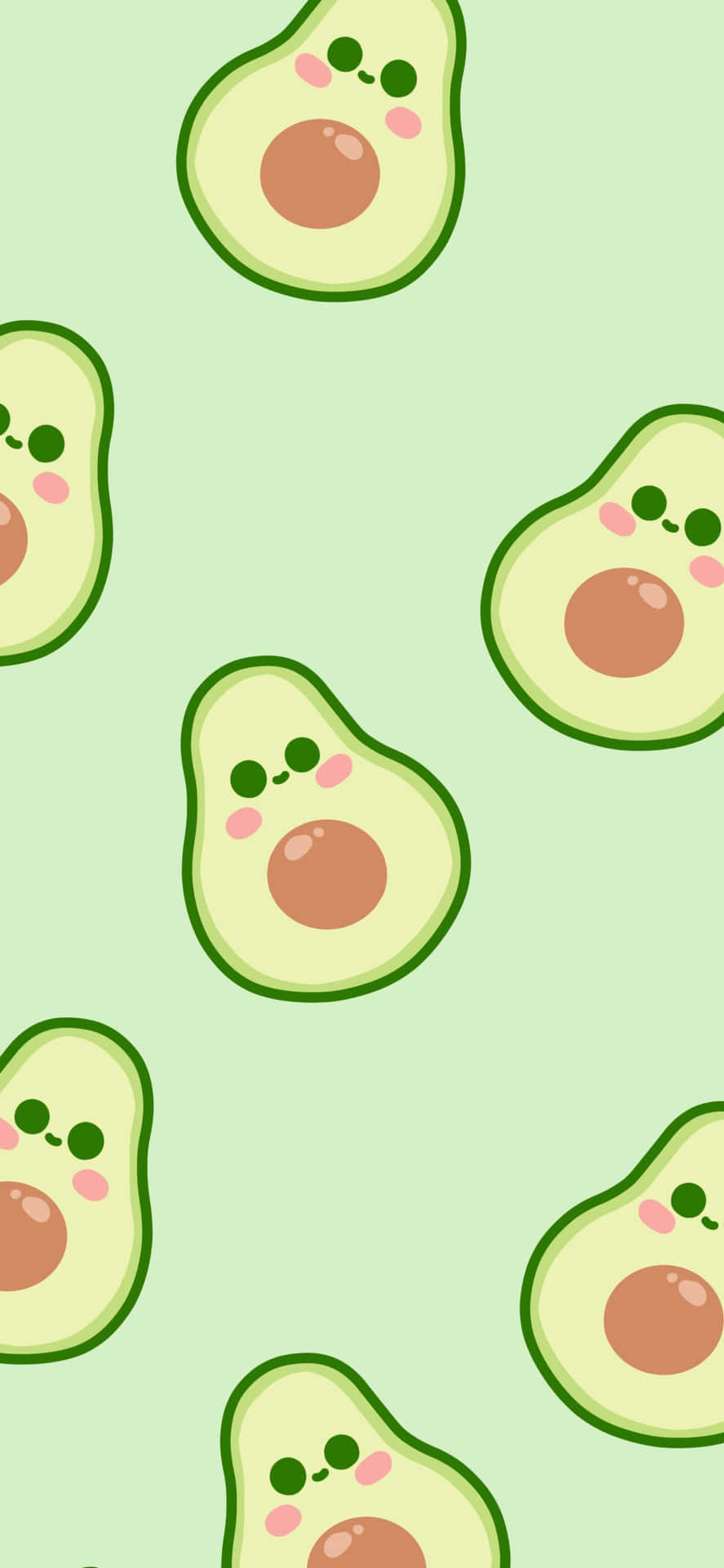Cute Avocado Pattern Green Background Wallpaper