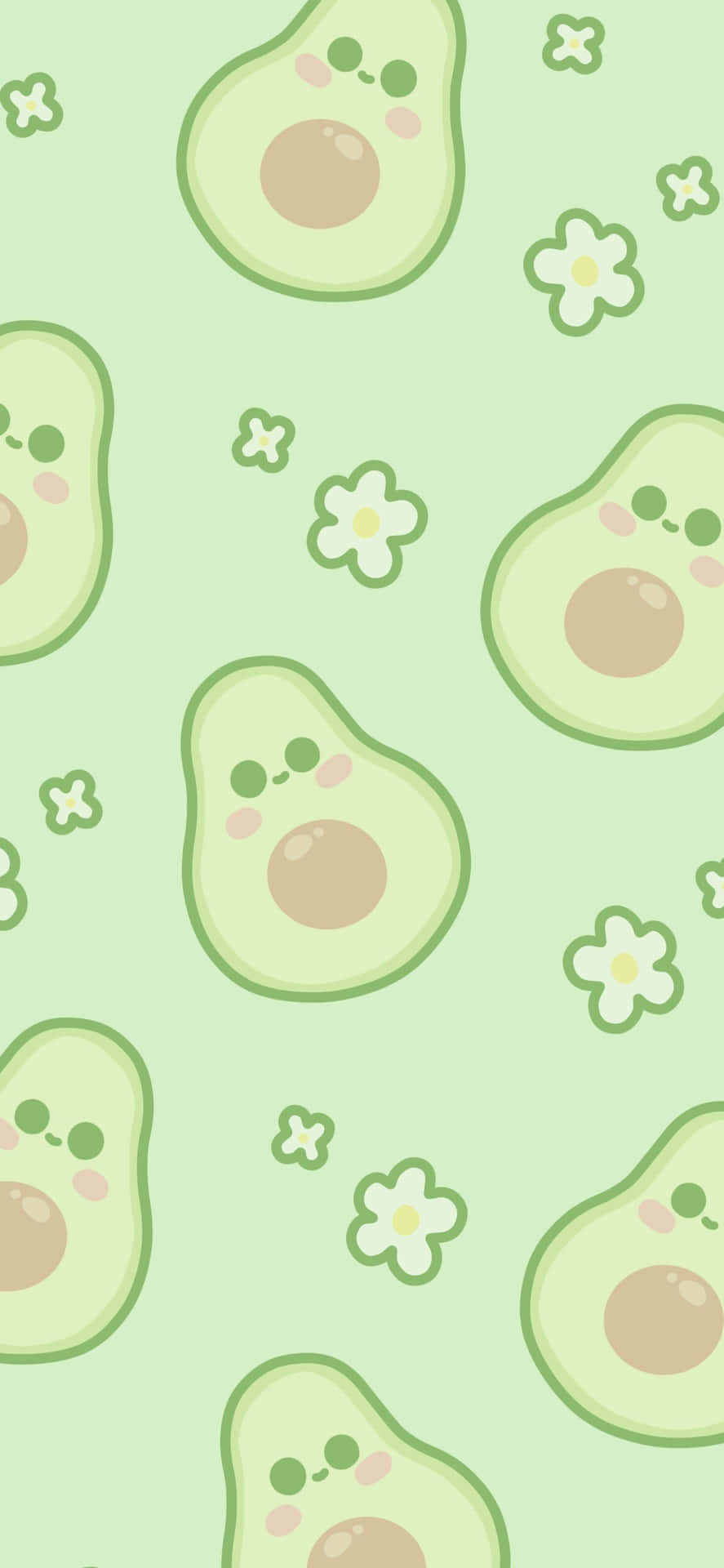 Cute Avocado Pattern Green Background Wallpaper