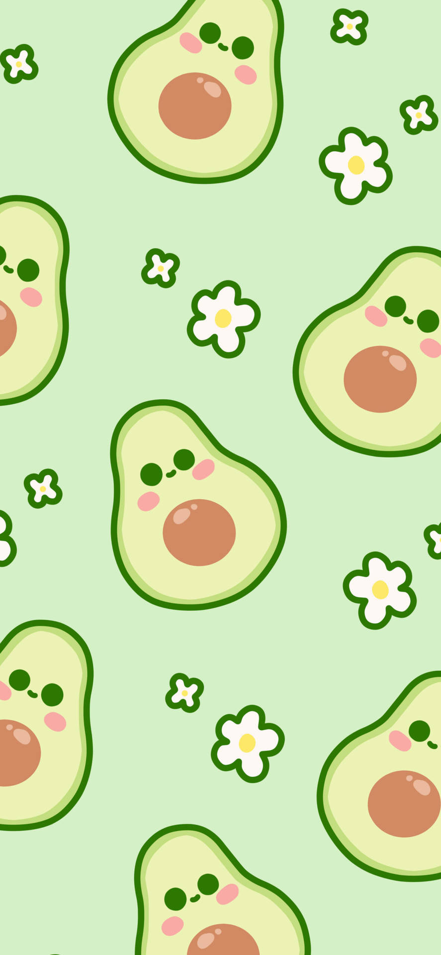 Cute Avocado With Flowers Background