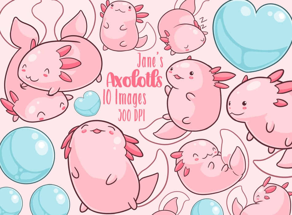 Download Cute Axolotl Animals Doodle Art Wallpaper 