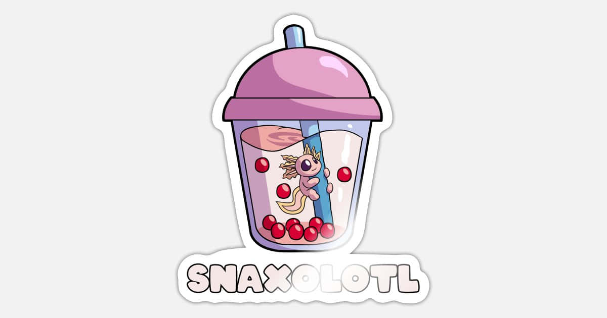 Cute Axolotl Bubble Milk Tea Graphic Illustration Wallpaper