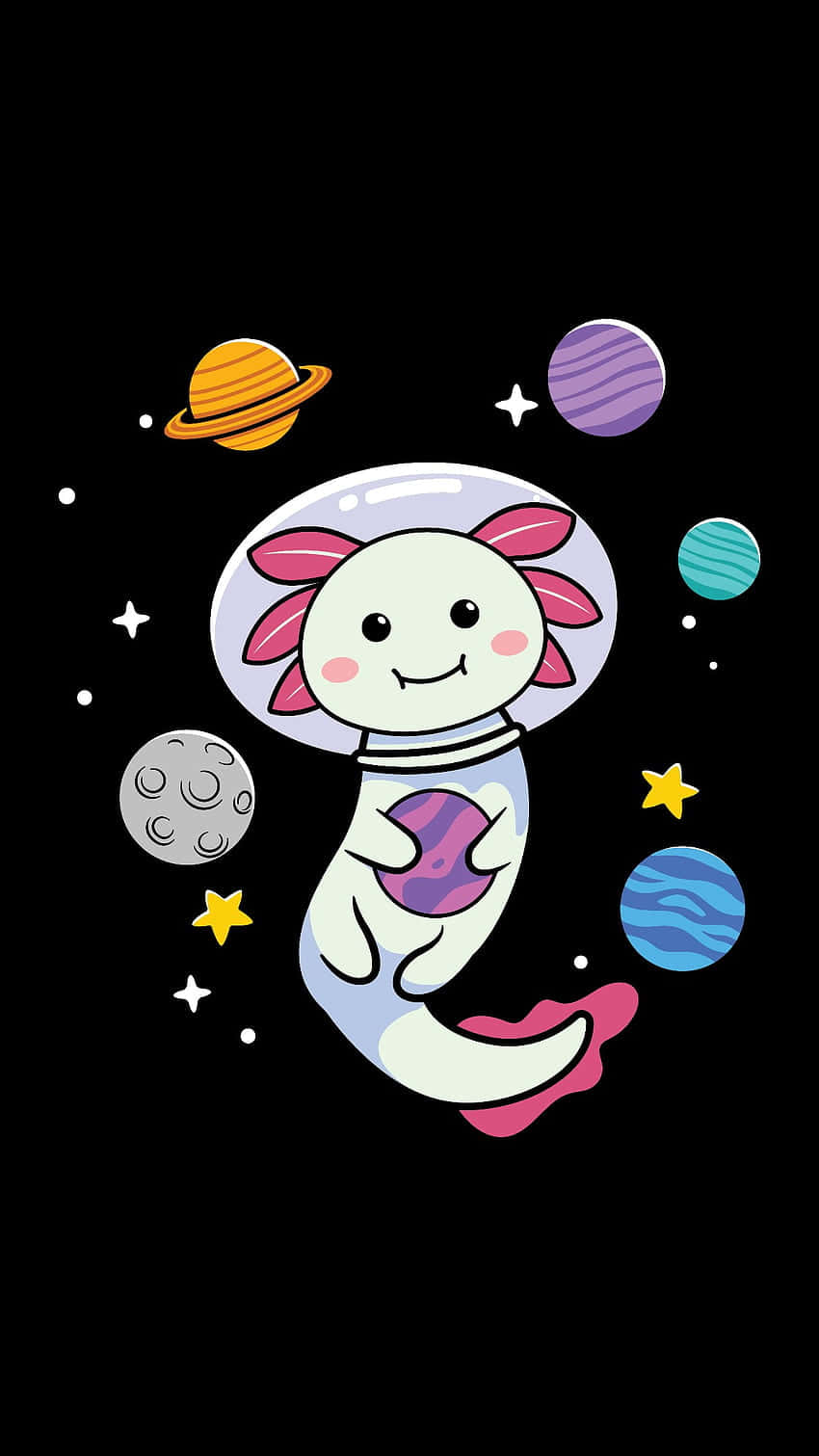 Cute Axolotl Floating In Space Digital Artwork Wallpaper