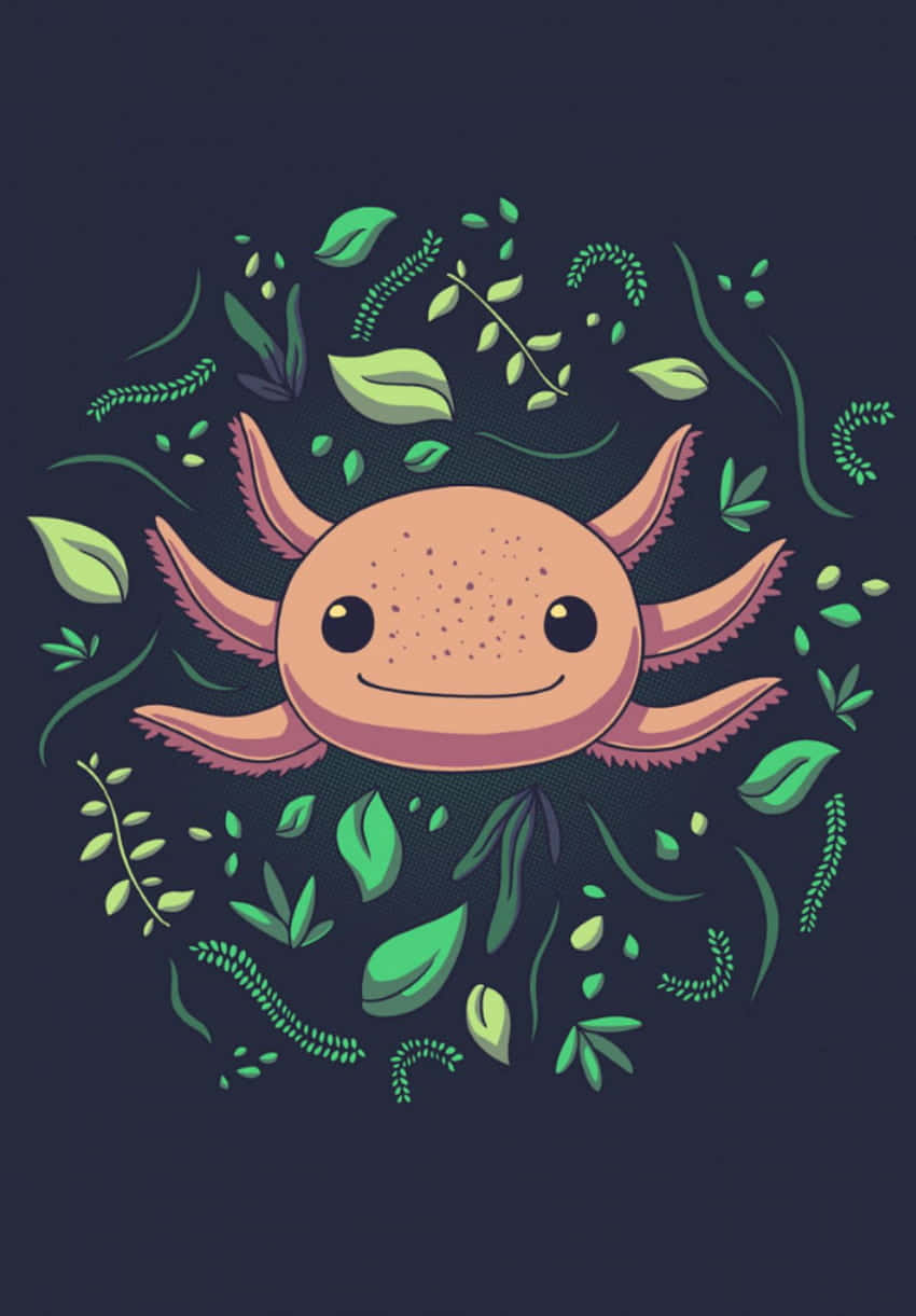 Cute Axolotl Head Digital Art Wallpaper