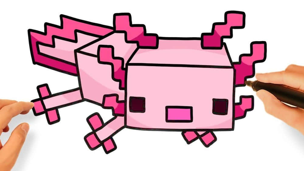 Cute Axolotl Pixel Geometric Digital Art Picture