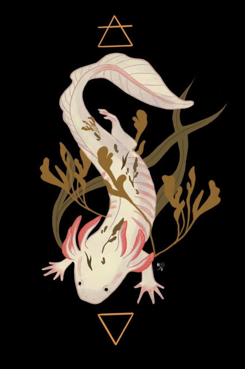 Cute Axolotl Geometric Illustration Art Picture