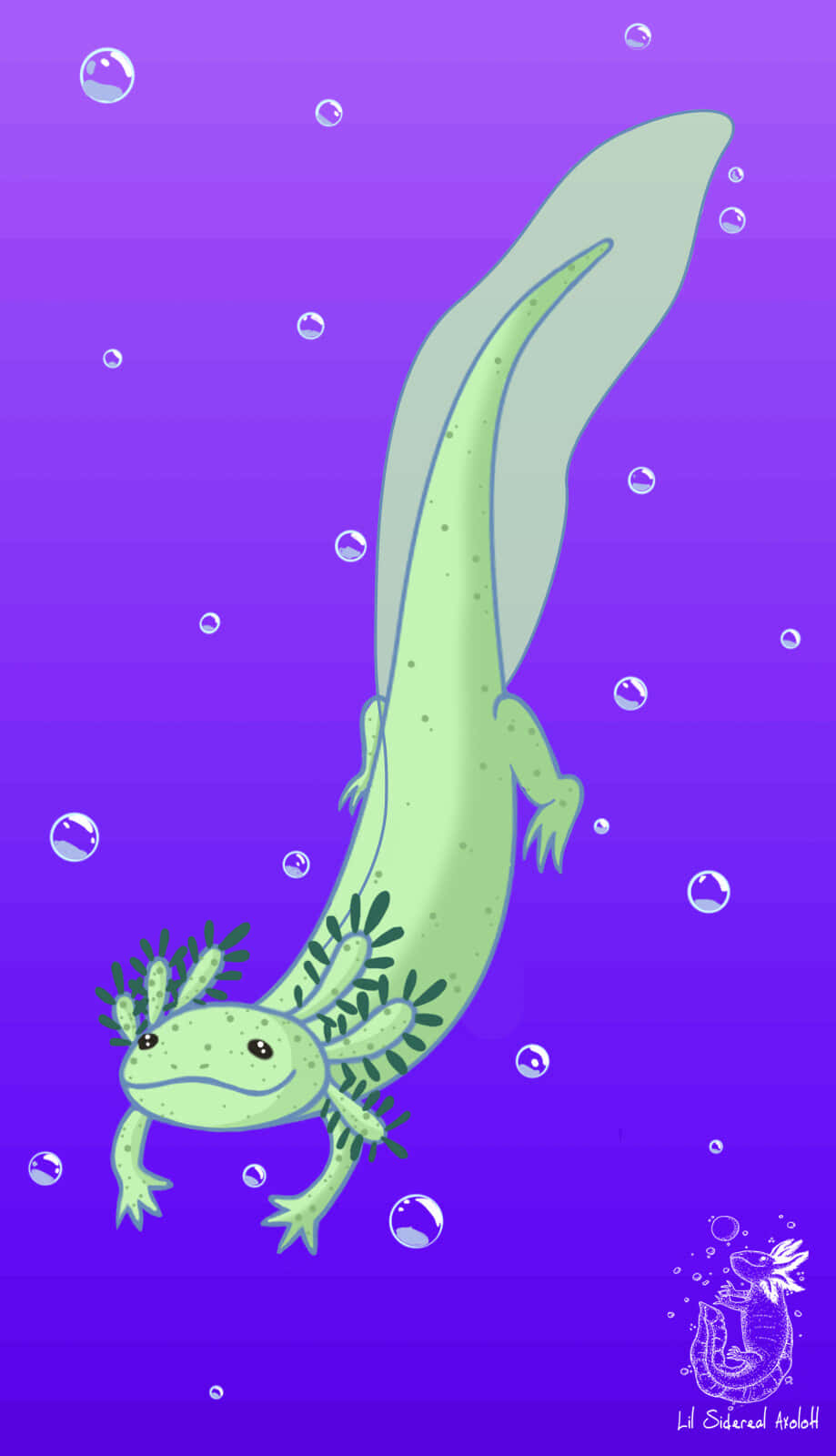 Sød Axolotl Svømmer Under Vand Digital Kunst Wallpaper