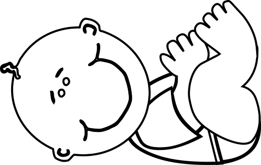 Cute Baby Cartoon Outline PNG