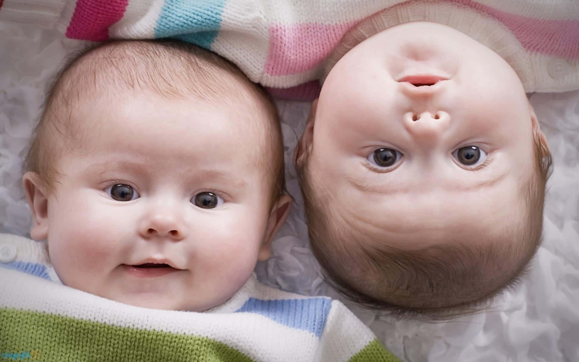Cute Baby Couple Upside Down Wallpaper