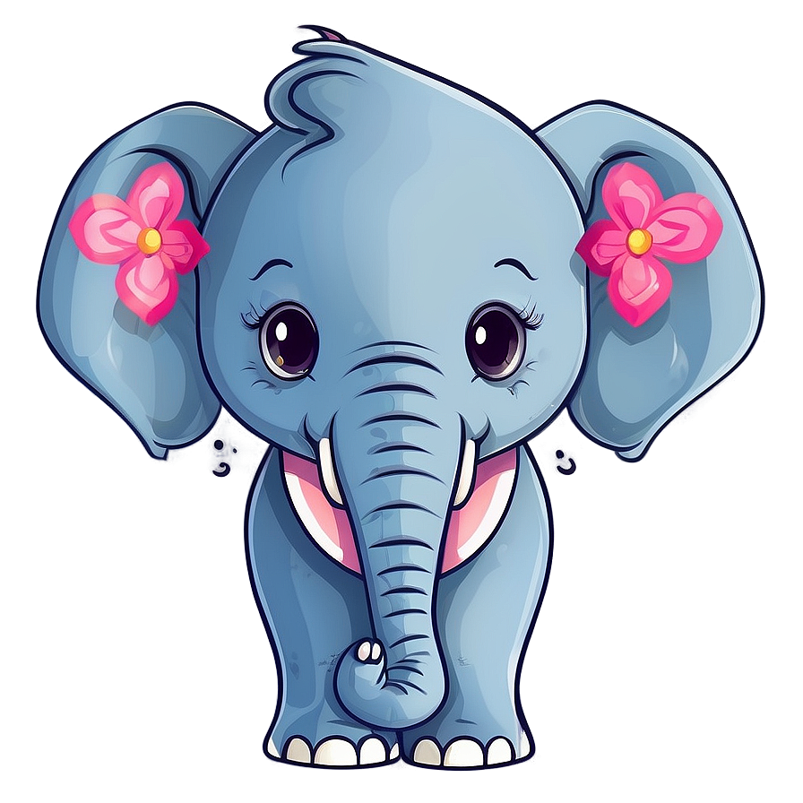 Cute Baby Elephant Illustration Png 06122024 PNG