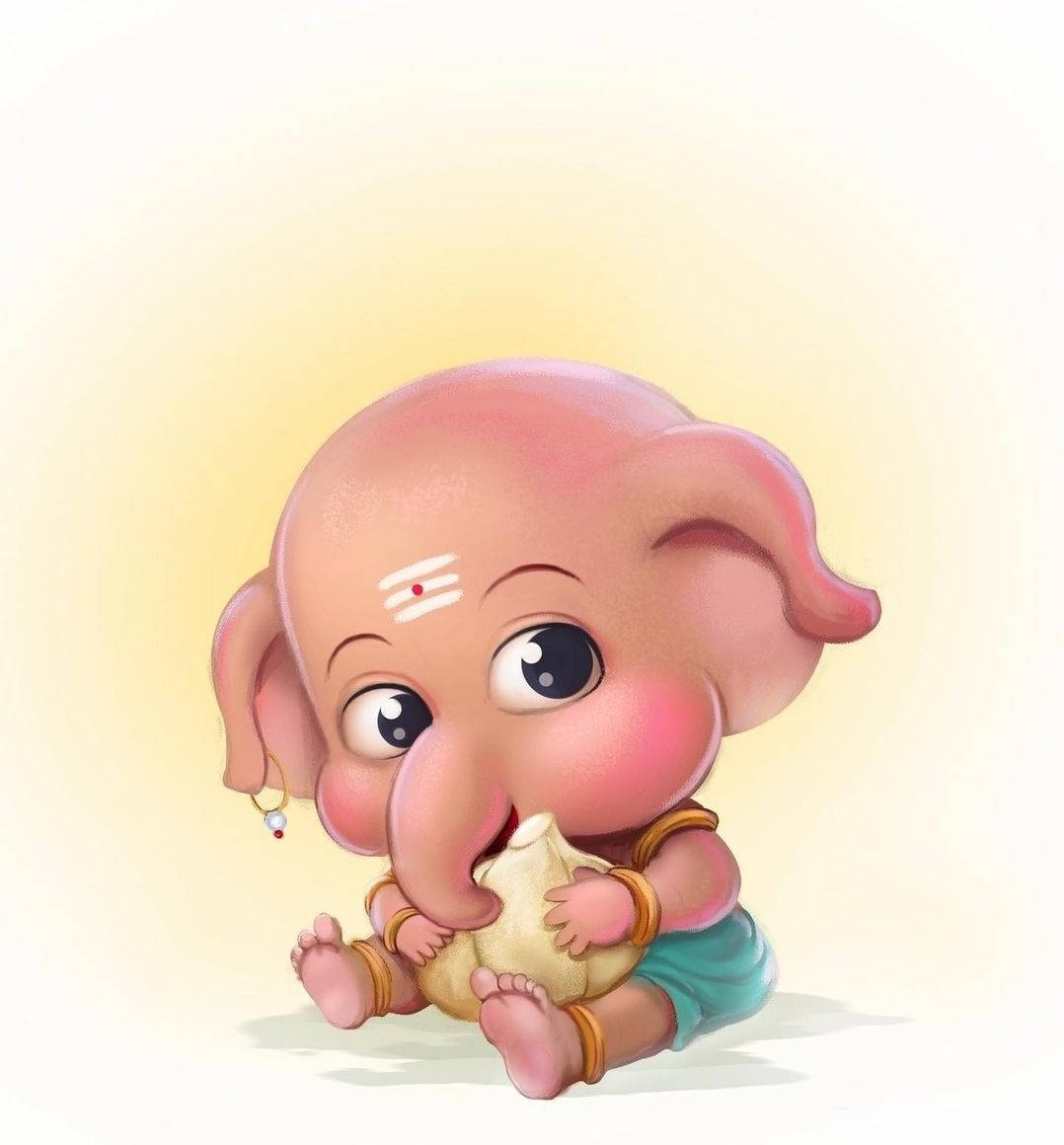 Download Cute Baby Ganesh Art Wallpaper 