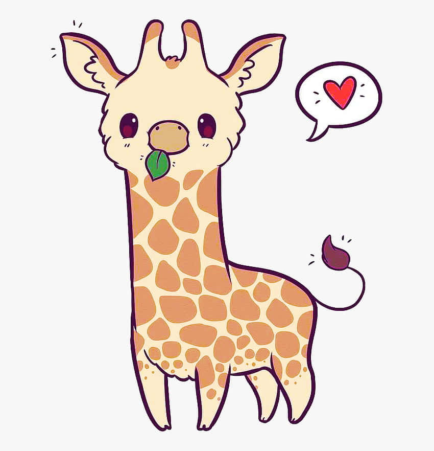 Download Cute Baby Giraffe Munching On Leaf Wallpaper 