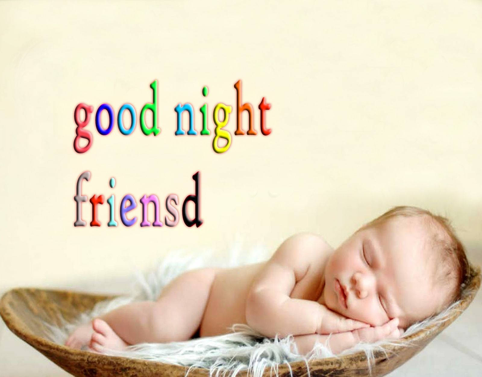 Cute Baby Good Night Friends Wallpaper
