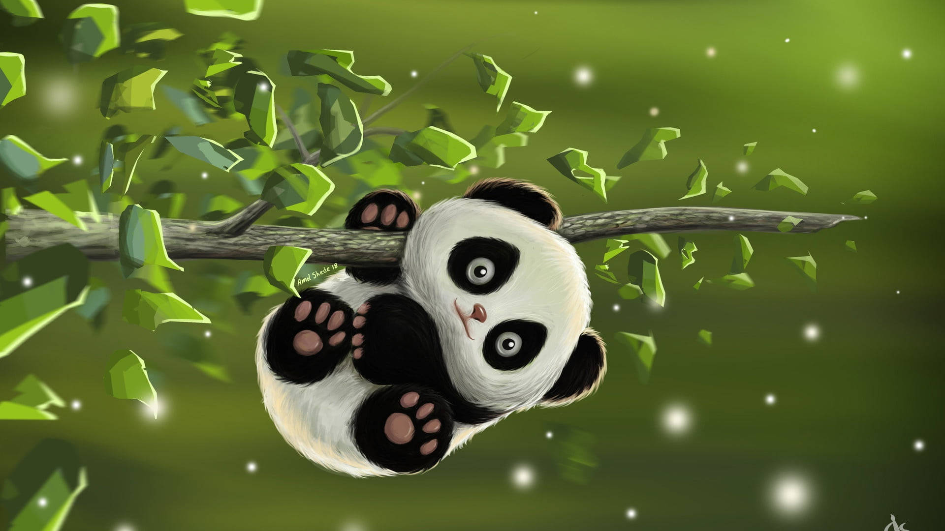 Cute Baby Panda Art Wallpaper