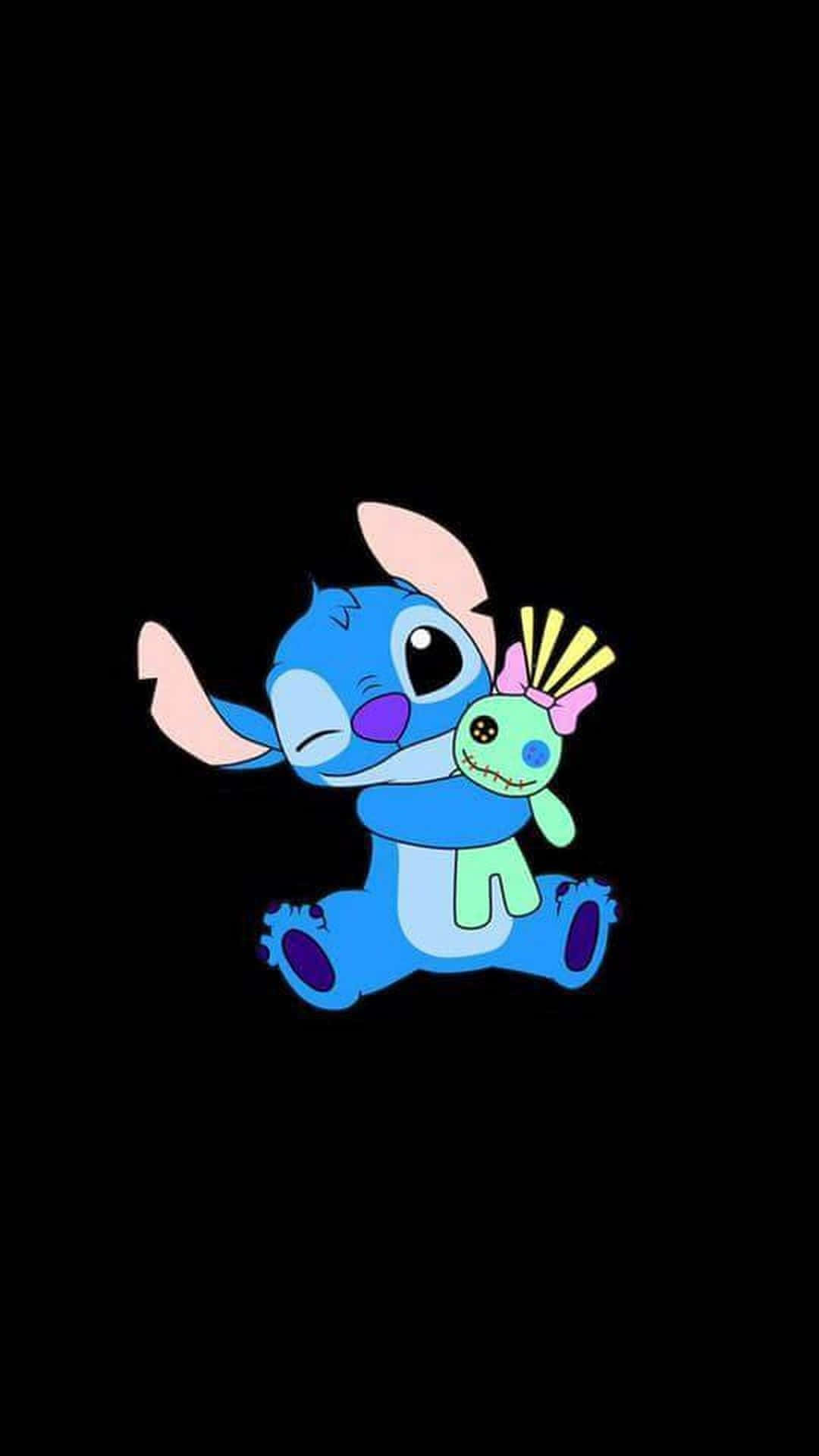 Cute Baby Stitch With Bear Wallpaper