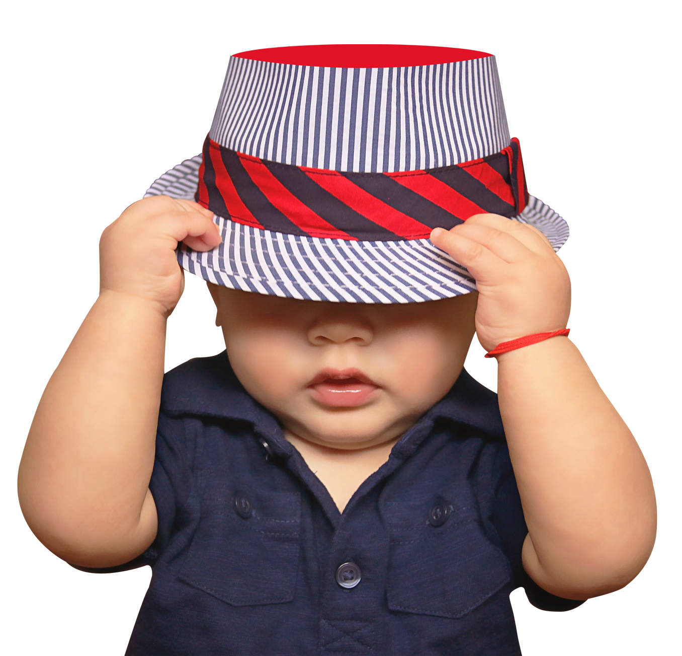 Cute Baby With Striped Hat PNG