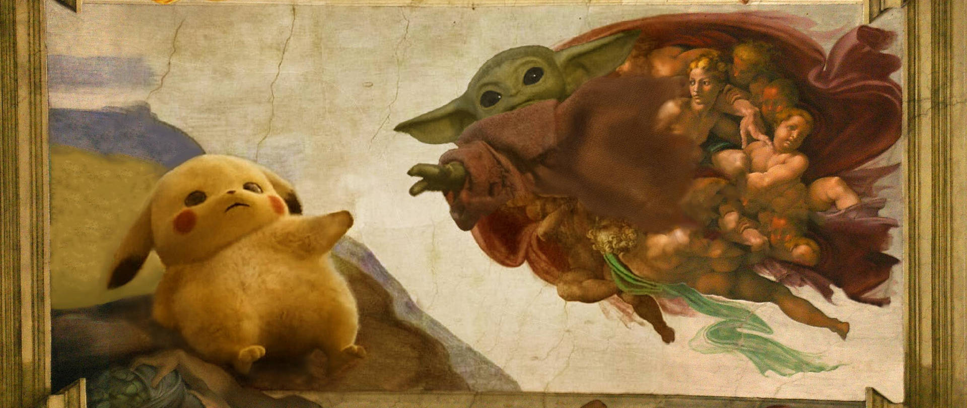 Cute Baby Yoda And Pikachu