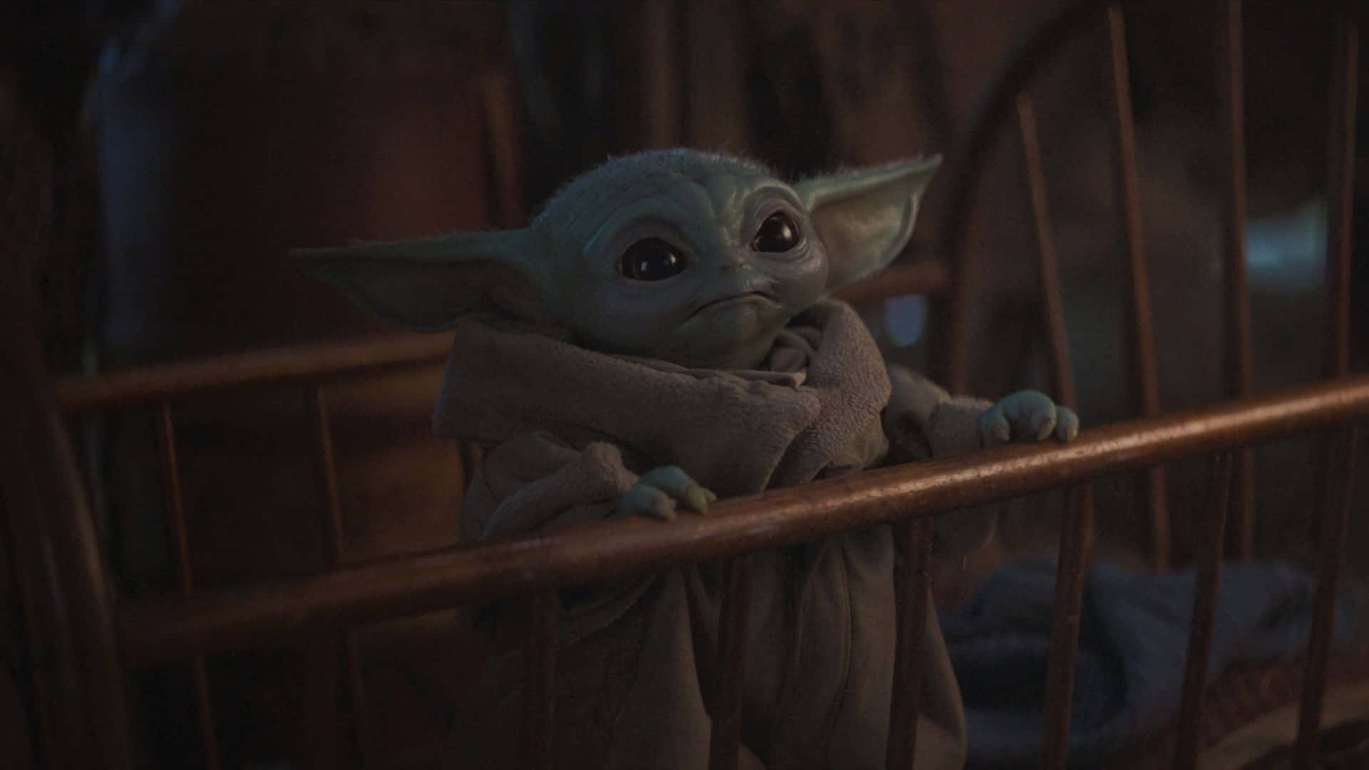 Ensamsöt Baby Yoda Bild.
