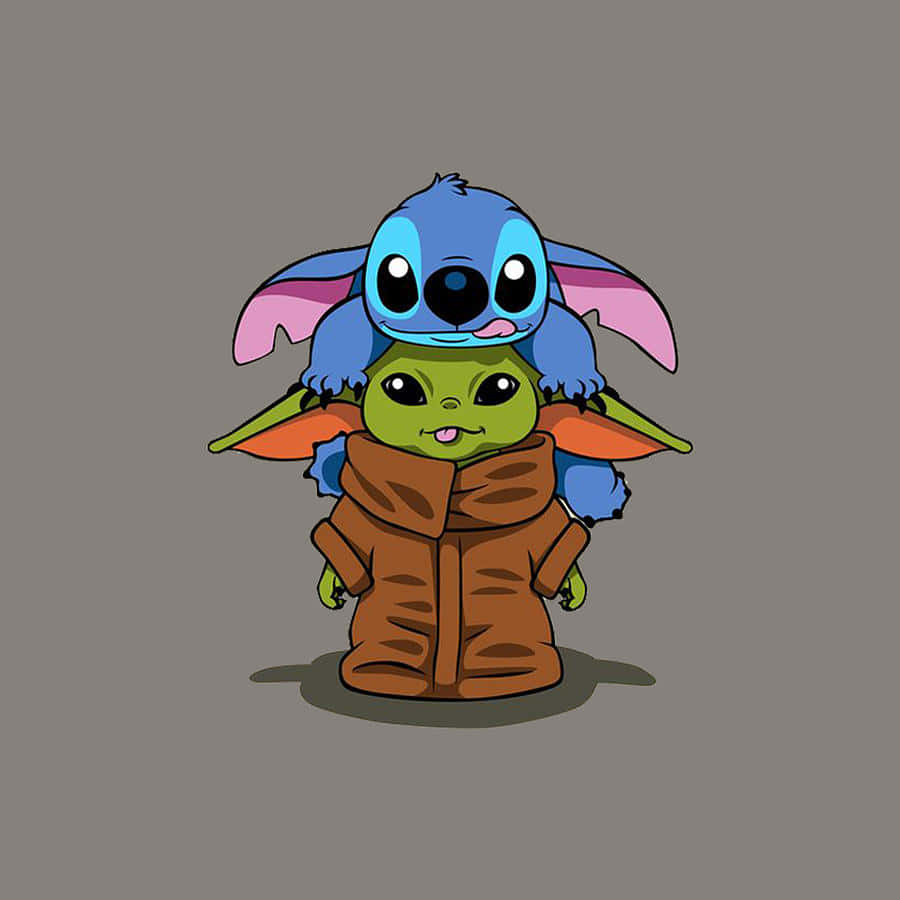 Cute Baby Yoda Carrying Stitch Picture