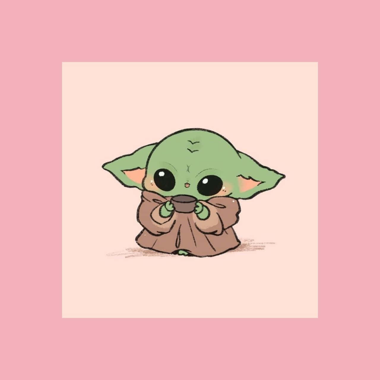 Carinoquadro Con Immagine Di Baby Yoda In Stile Estetico