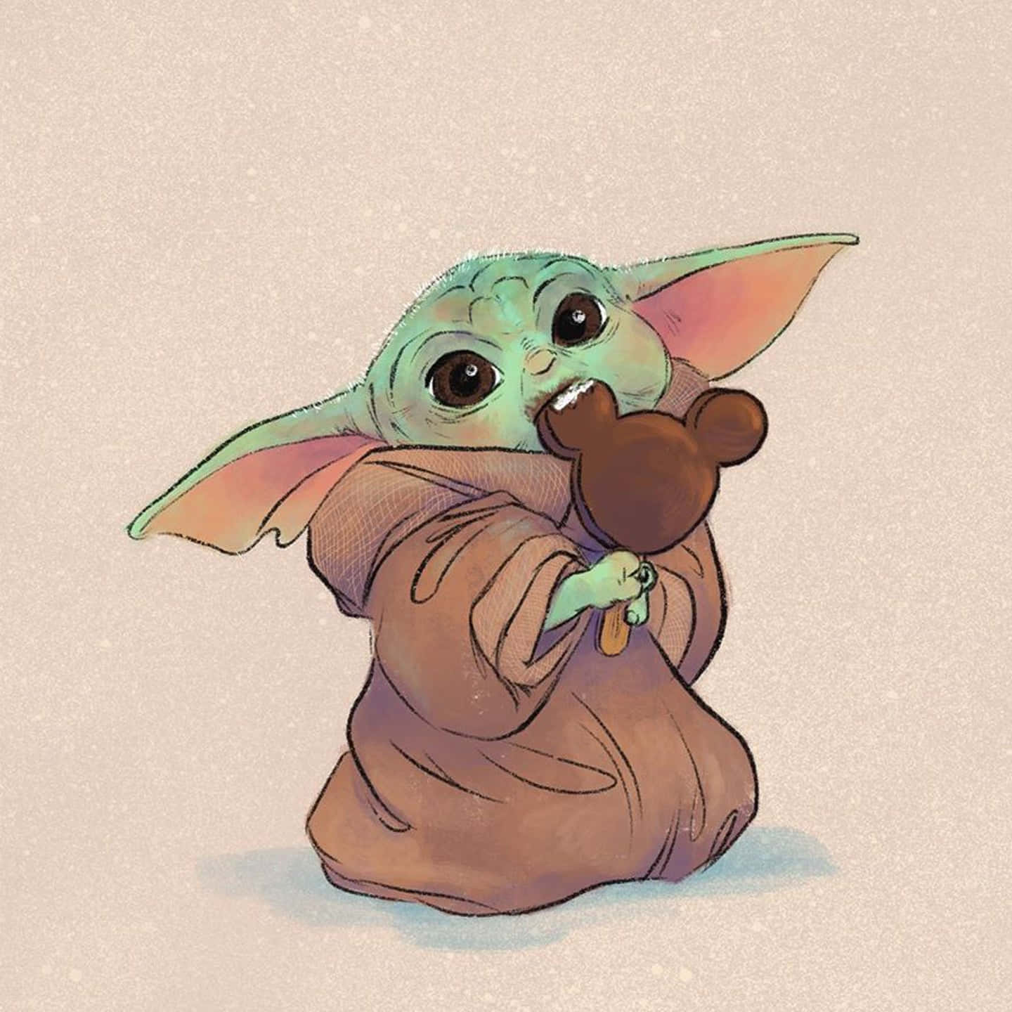 Cute Baby Yoda Eating Lollipop Picture