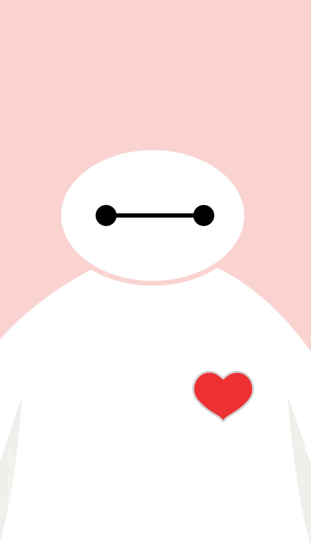Cute Baymax With Heart On Pink Background